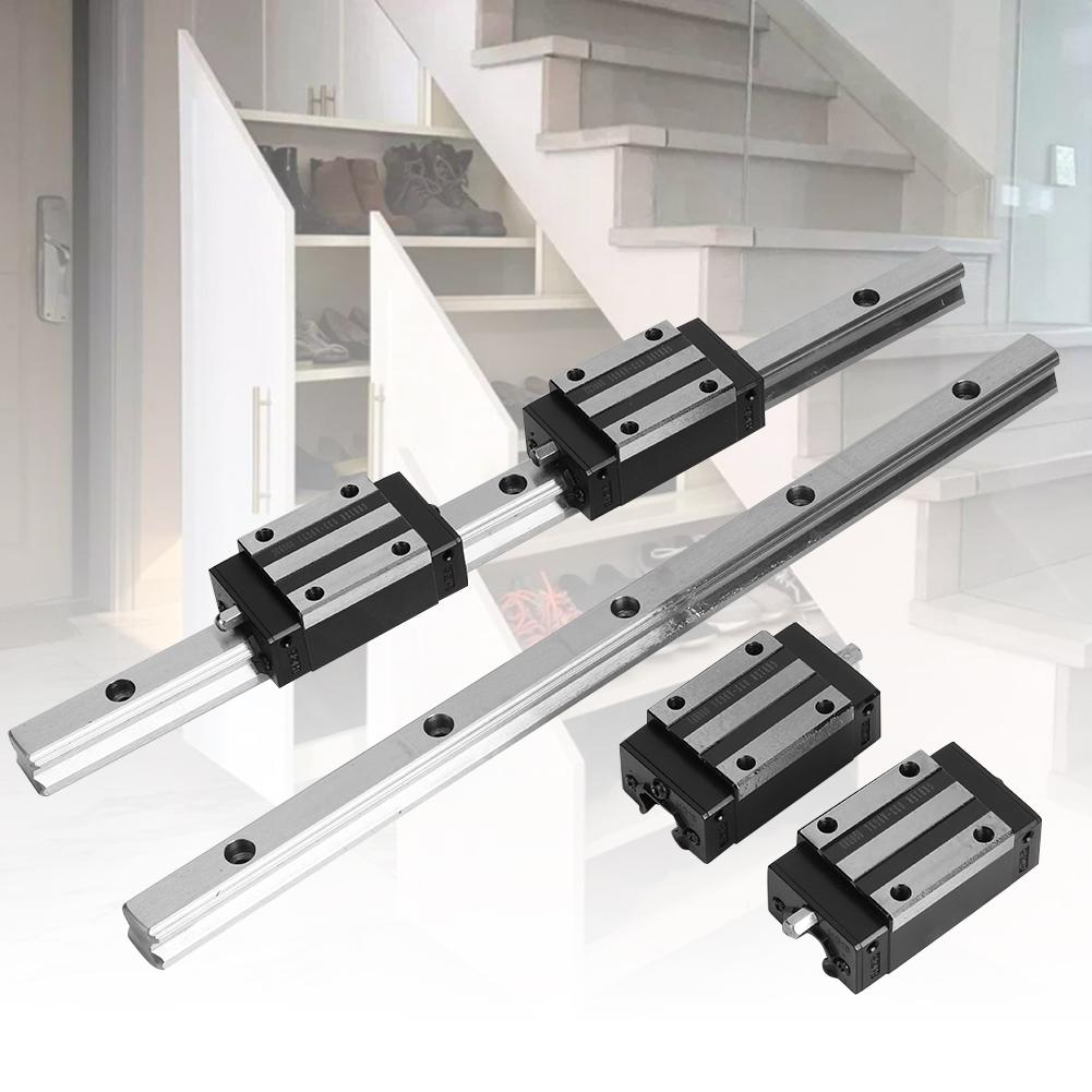 2Pcs HG15-300mm Cast Iron Linear Guide Rail with 4Pcs HGH15 Linear Bearing Slide Block Black