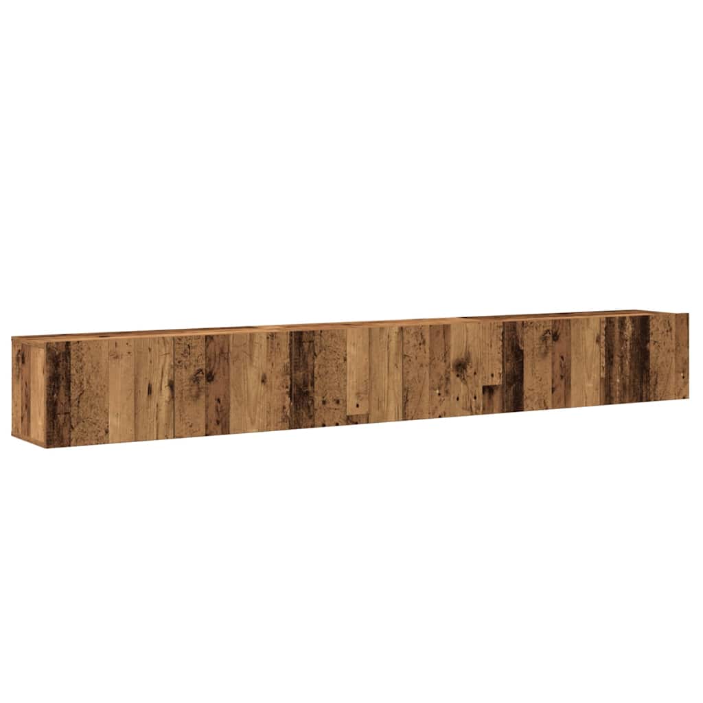 3 Piece Wall Mounted TV Cabinet Set Rustic Wood Look Particleboard