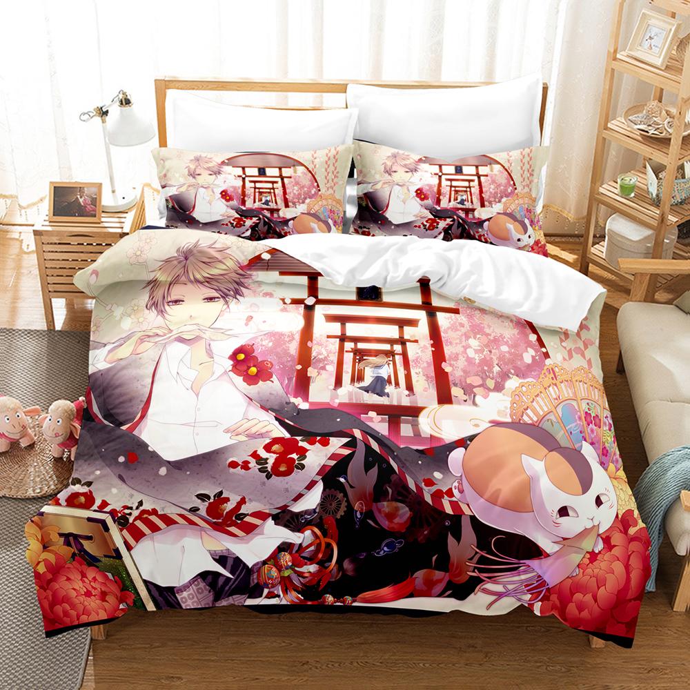 Natsume's Book of Friends Anime 3D Duvet Cover Bedding Set Polyester Pillowcases Quilt Cover Home Decor Gift Twin King Queen
