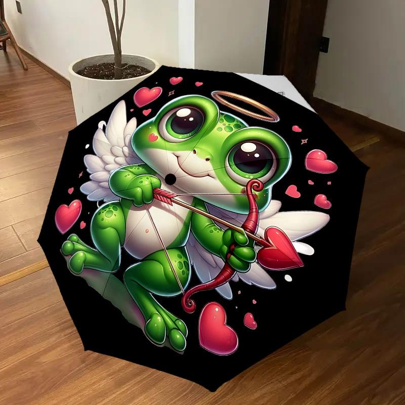 1pc frog cupid Automatic Open/Close Umbrella with Windproof, 8-Rib Sturdy Canopy, Durable Ribs, Fashionable Design1196A