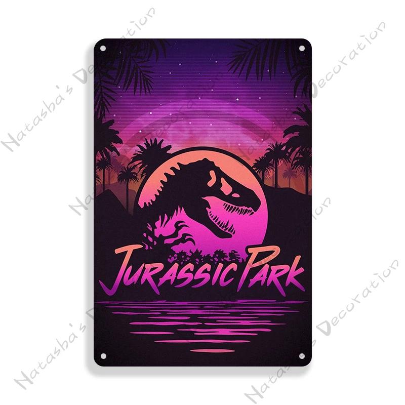 Classic Movie Poster Jurassic Park Metal Sign Retro Poster Vintage Metal Plaque Rusty Metal Sign Club Bar Cafe Industrial Decor