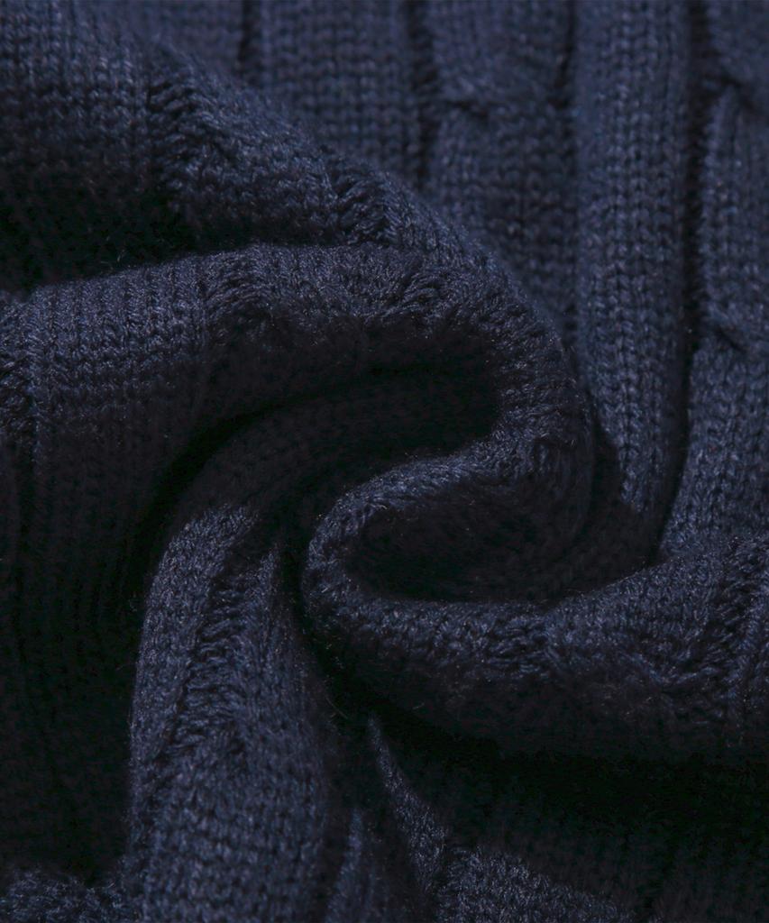 TRILLION Washable Boat Embroidery Cable Crew Neck Knit (Current Navy)