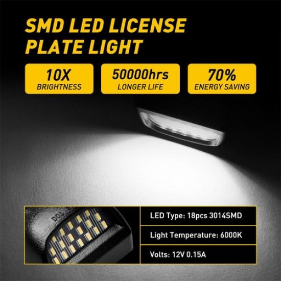Full White LED License Plate Light Kit For GMC Silverado Sierra 1500 2500 3500