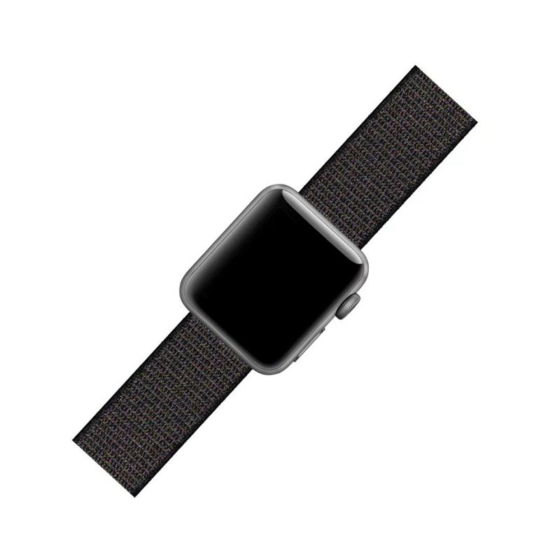 

Solid Color Nylon Loop Fastener Smart Watch Strap for Apple Watch Series 10 42mm/9 8 7 41mm/SE (2023) SE (2022) SE 6 5 4 40mm/3 2 1 38mm Reflective Black