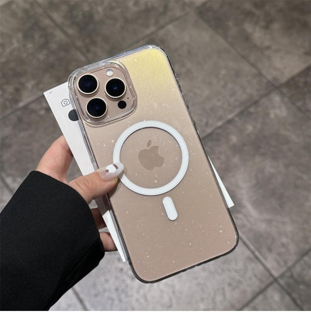 

Роскошный блестящий прозрачный кристальный чехол Magsafe для iPhone 16 15 14 13 12 11 Pro Max Plus Магнитный тонкий жесткий чехол для ПК For iPhone 16 ProMax чистый