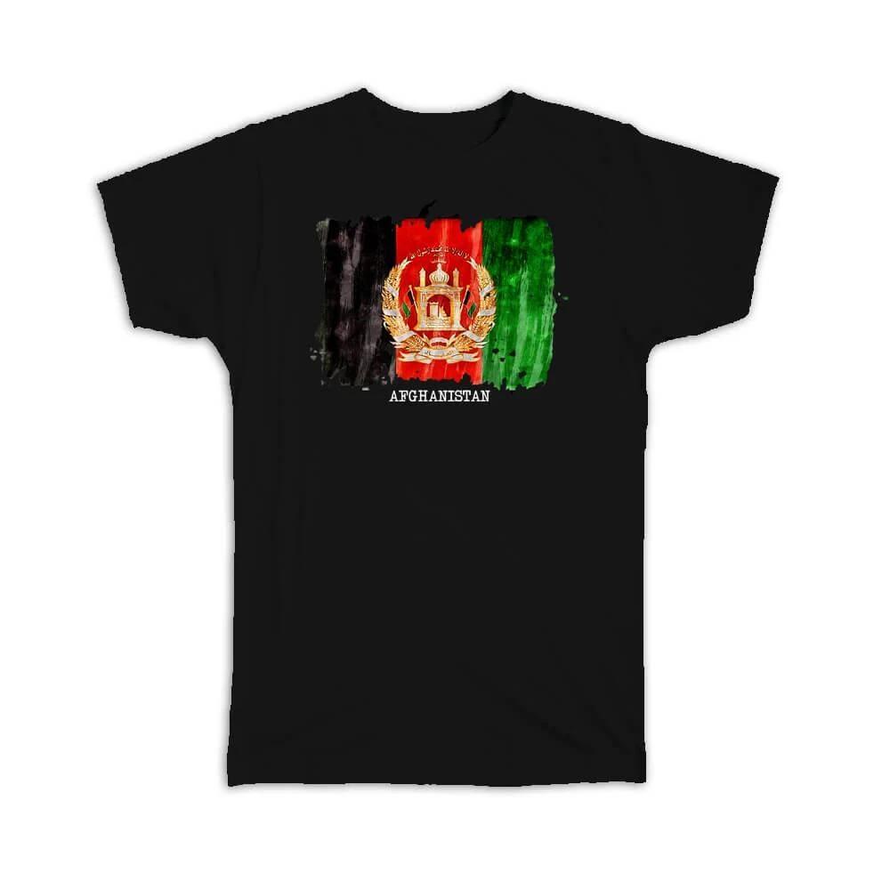 Gift T-Shirt : Afghanistan Flag Asia Travel Expat Country Watercolor M