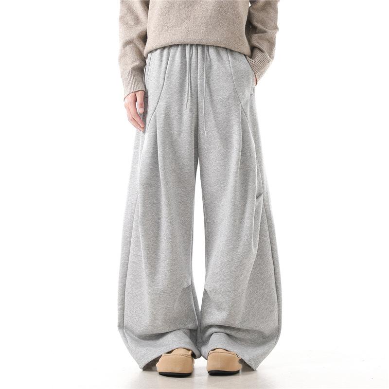 Spring and Autumn American Retro Spring Structure Cutting Scimitar Sweatpants Men's and Women's Loose Casual Straight Sweatpants Tide