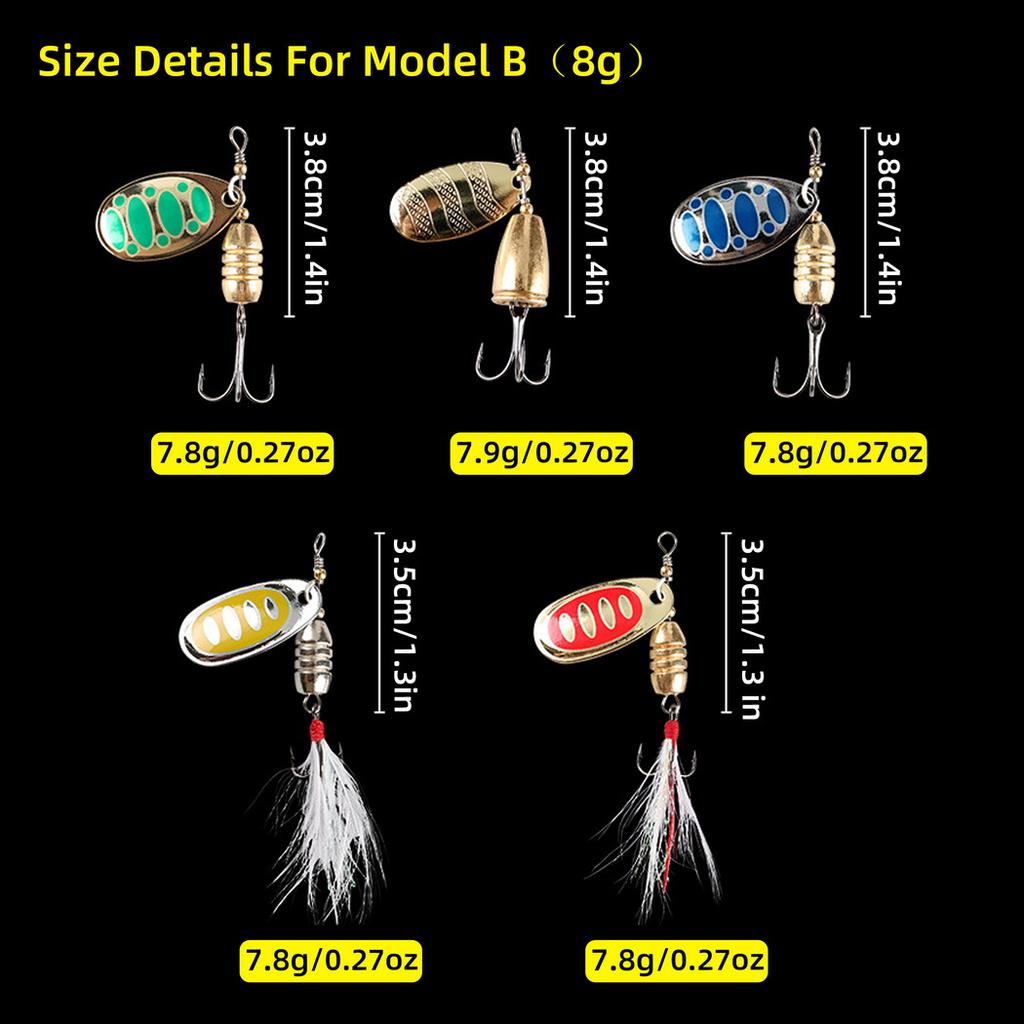5PCS Premium Fishing Spinner Lure Set-Durable Zinc Alloy Metal Spoons with Vibrant Action for Trout Carp Fishing  Accessory Kit