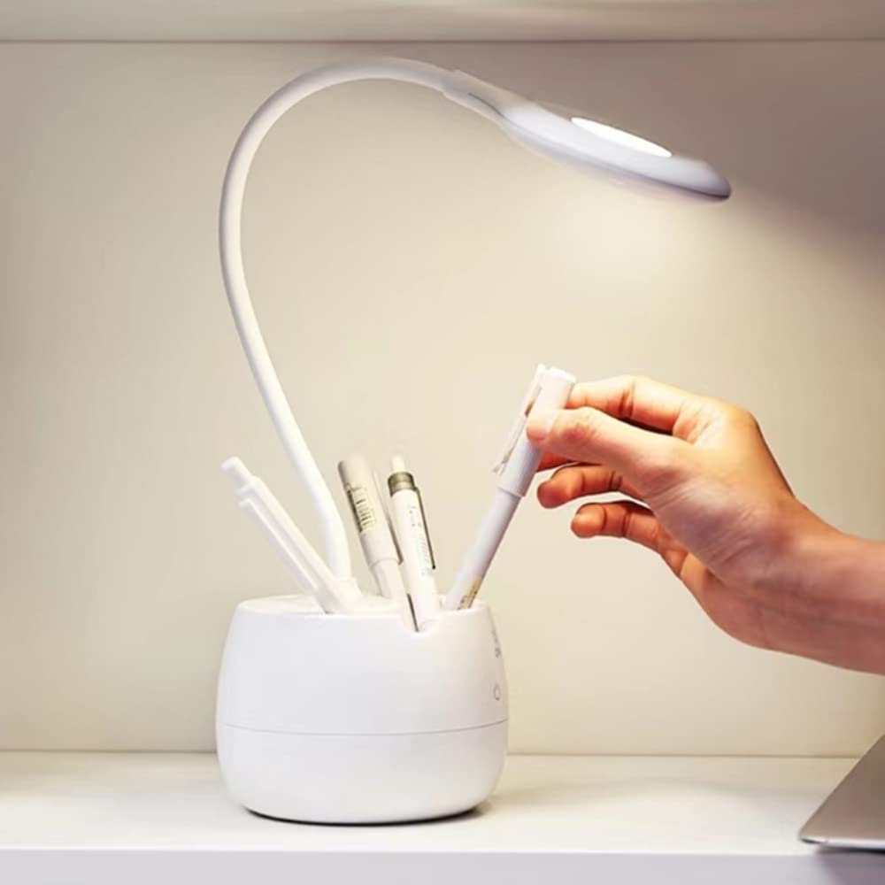 

FUNGOR Stand Light Desk Lamp with 3-Level Dimming, 360° Adjustable Night Light, Pencil Holder, Eye-Friendly Touch Sensor, USB Charging Cable
