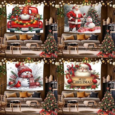 Santa Claus Christmas Tapestry Background Cloth Hanging Cloth Bedroom Bedside Decorative Wall Cloth Rental Dormitory Tapestry