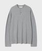 LEIRE Waffle Henley Neck Long Sleeve T-Shirt [Gray]