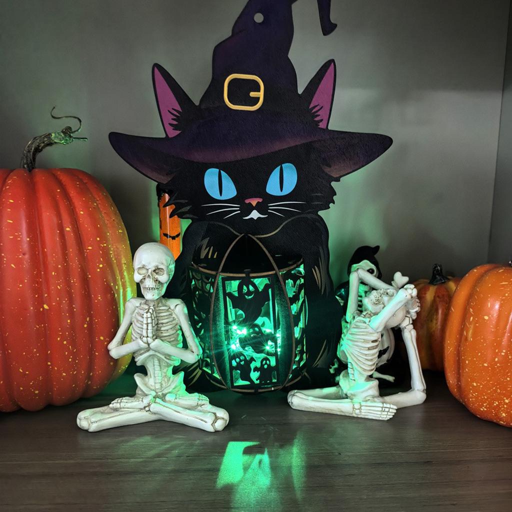 Creative Halloween Wooden Hollowed-out With Lights, Pendants, Display Stands, And Small Night Lights.