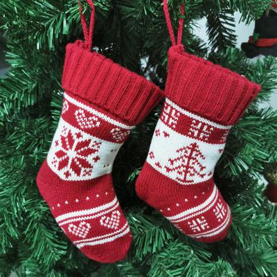 New Year Christmas Stocking Sack Xmas Gift Candy Bag Christmas Decorations For Home Knitted Sock Christmas Tree Decor 2025