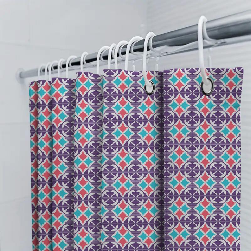 Elegant Purple Blue Red Decorative Bath Shower Curtain Waterproof Bathroom Fabric Size: 72X84 (183X213Cm) Pattern Design: Diamon