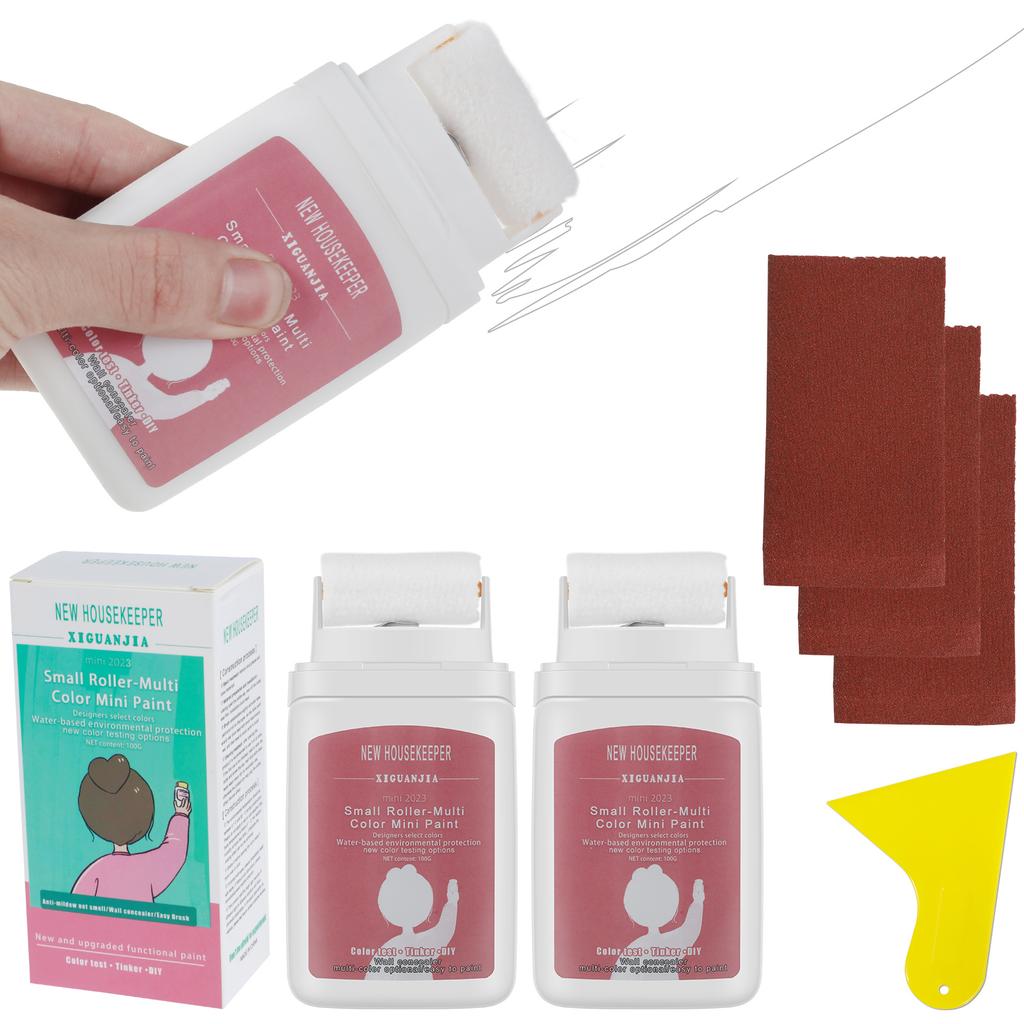 3Pcs Wall Paint Roll Brush Portable Damage Wall Repair Tool Wall Cleaning Wall Patching Paste Household Wall Graffiti Repair