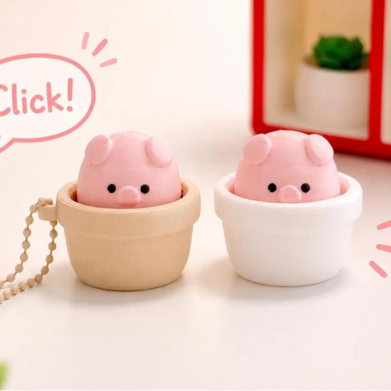 Silent Finger Button Fidget Clicker Keychain Soft Slow Rebound Anti-Stress Mini Toy for ADHD People Daily Relaxation