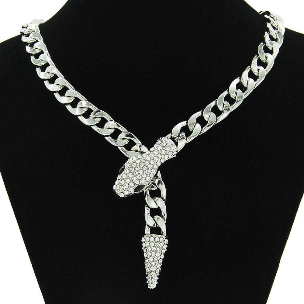 New Creative Magnet Snake Head Zircon Cuban Chains Necklace and Bracelet For Women Personality Fashion Jewelry Gift Accessories