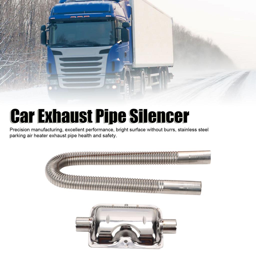 Parking   Heater Exhaust Pipe with Muffler Stainless Steel Fuel     Gas Vent Hose 2.5cm Inner Diameter