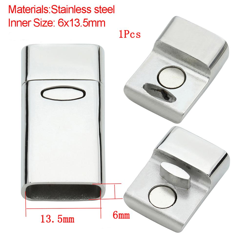 Jewelry Findings Leather Bracelet Clasp DIY Magnet Hook Rhodium Magnetic Clasp Flat Hole 15*3mm