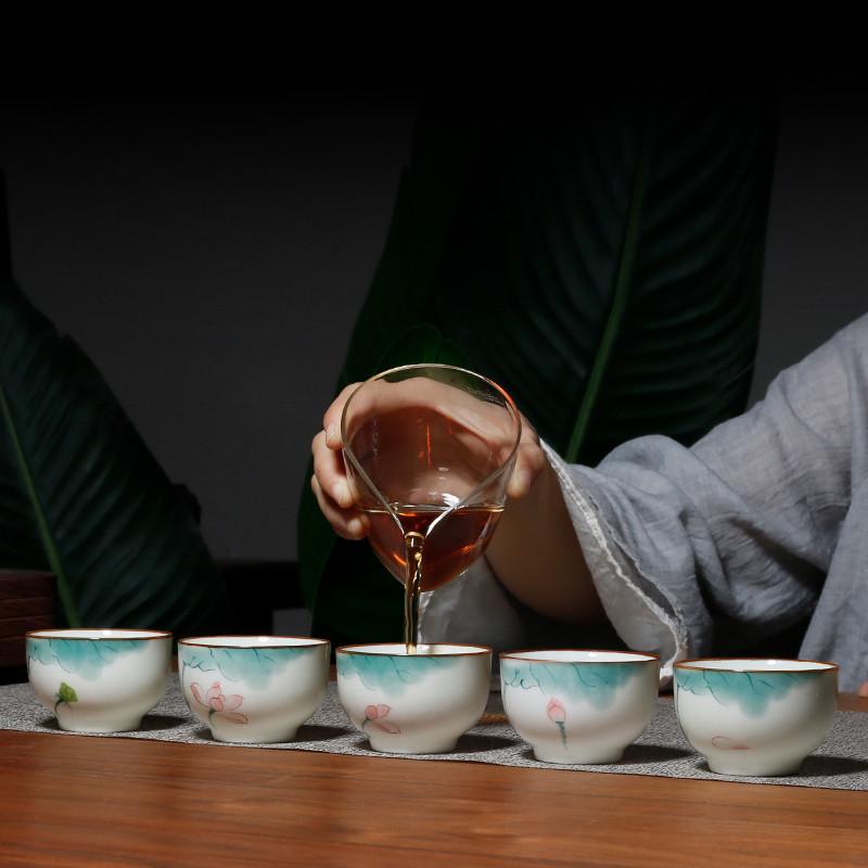 1 Stück Chinesischer Keramik-Teetassen-Untersetzer Handgefertigt Lotus-Teeschale Porzellan-Teetassenmatte Haushalts-Meistertasse Persönliches Teegeschirr 55ml