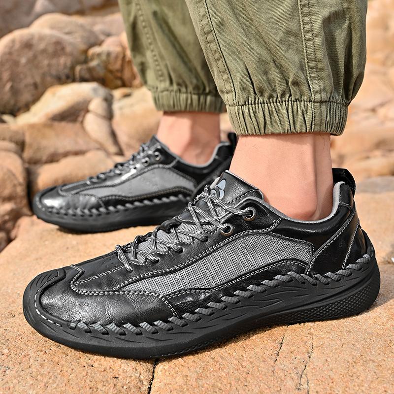 Handmade Retro Cow Leather Shoes Men Loafers Comfortable Casual Shoes Moccasins Men Flats Shoes
