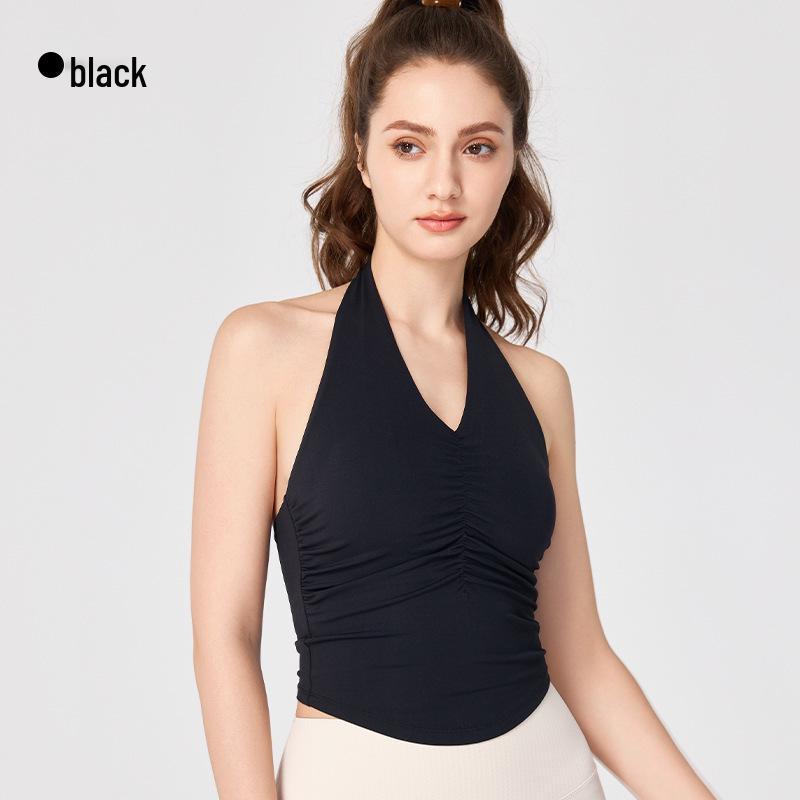 

NULS Spicy Girl European Style Backless Yoga Suit with Fixed Cups - Women s Nude Feel Tight Halter Sport Tank Top Extra Large