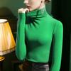 Brushed Women's Semi-High Neck Slimming Long Sleeve Top - Fashionable and Versatile.