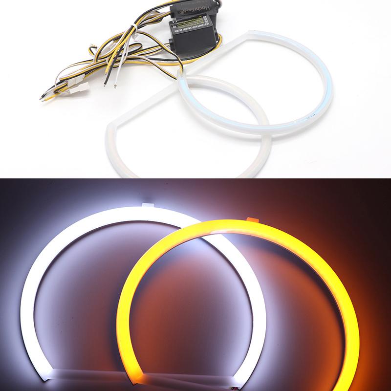 2pcs SMD Cotton Light LED Angel Eyes White and Yellow DRL Kit 85 90 95 100mm 105mm 110mm 115mm 120mm 126mm 140mm 131mm 146mm 158