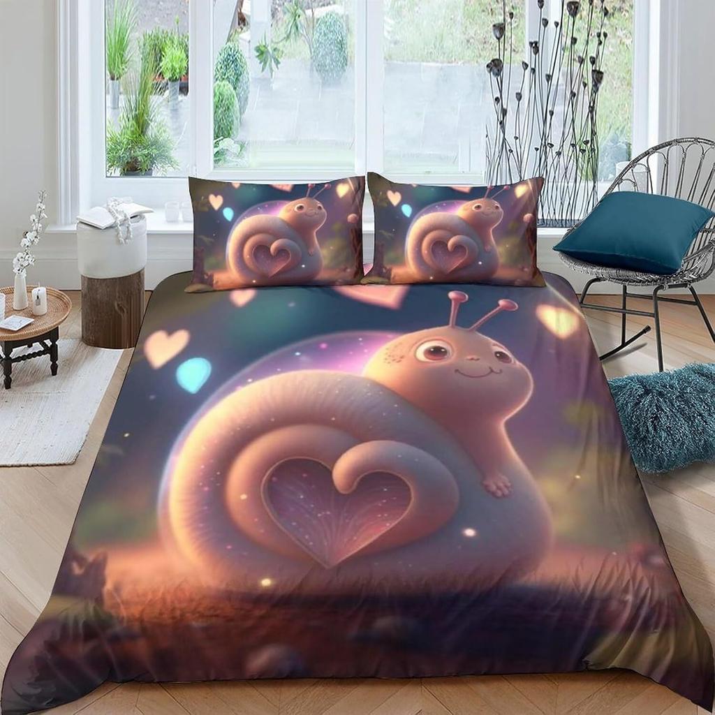 3D Tiger Rabbit Snake Pig Snail Unicorn Chick Fish Doona Duvet Quilt Cover Set