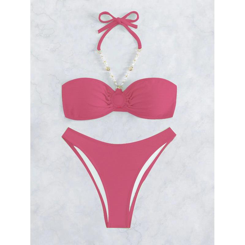 Nuova Moda Hottie Bikini Europeo e Americano Costume da Bagno Sexy con Scollo Spaccato Costume da Bagno Monocolore da Donna