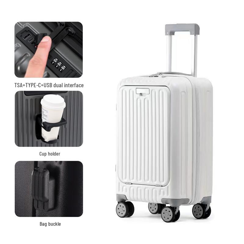 OEING 24-inch Smart Travel Suitcase with USB Charging & Cup Holder