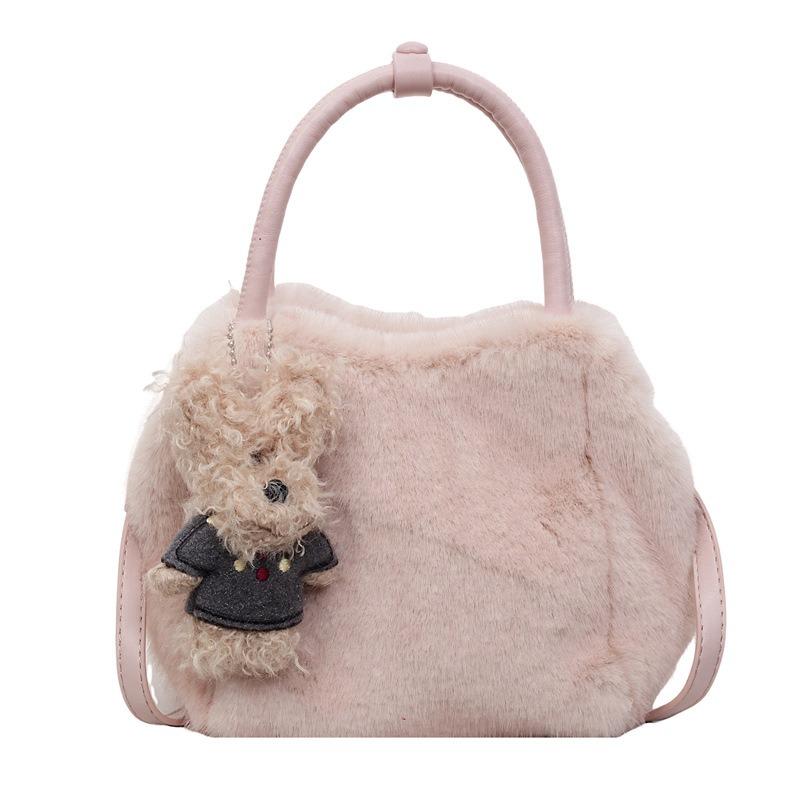 Autumn New Plush Bag Fashion Commuter Furry Messenger Bag Large Capacity Handbag Shoulder Armpit Bag