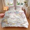 3pcs Sanrio Hello Kitty and Friends Printed Quilt Set - Includes 1 Quilt Cover and 2 Pillowcases, Machine Washable - Suitable for All Seasons.W10
