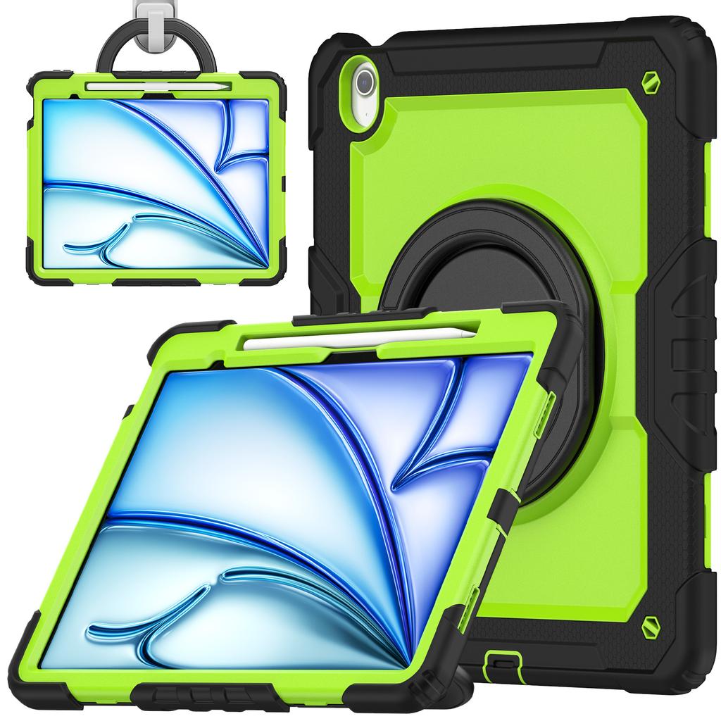 For iPad Air 13 (2025)/(2024) Case PC+Silicone Tablet Cover with Kickstand,Strap