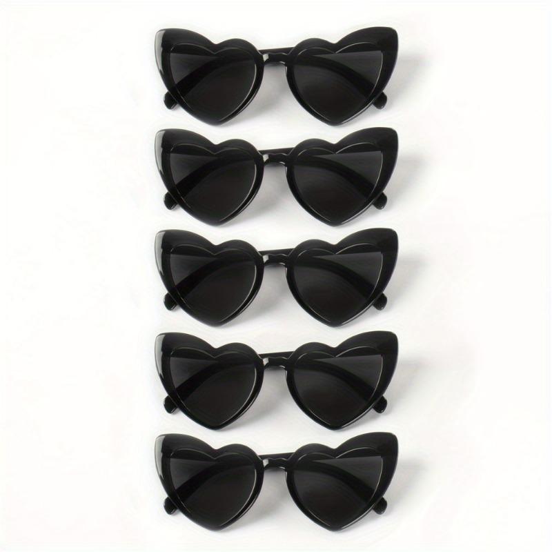5pcs Women's Heart-Shaped Cat-Eye Fashion Glasses - Black Retro Plastic Frame Decorative Glasses for Party Wedding