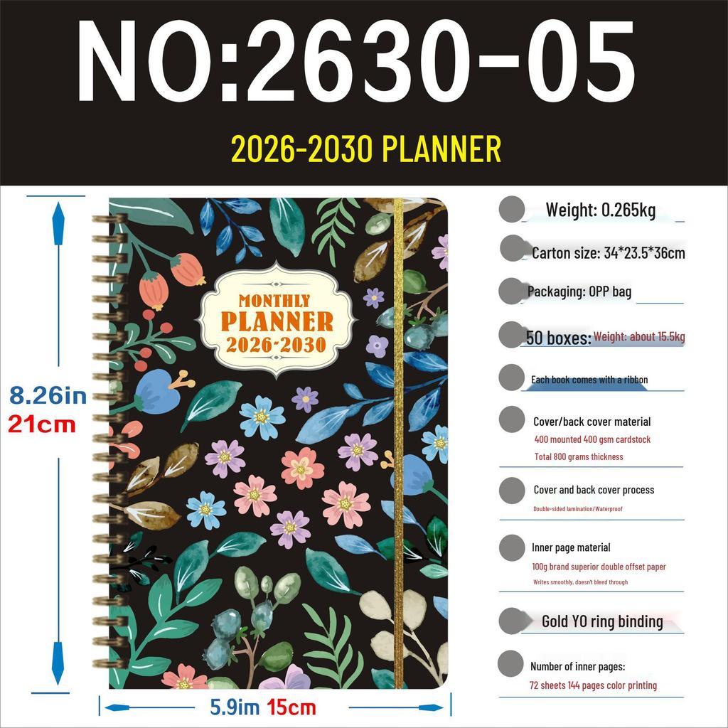 2026-2030 Planner: Cross-border Hot-selling Daily Journal Notebook