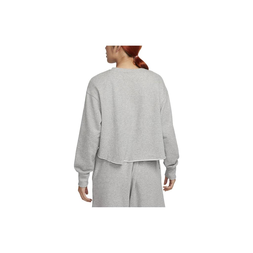 Nike Sportswear Solid Color Fleece Crewneck Long Sleeve Workout Top Women Tops Dark-Gray FB8265-063