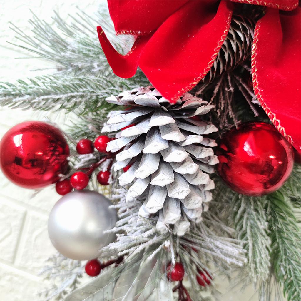 Xmas Stairway Wreath with 20 Lights 2M String Stair Railing Swag for Home Setting Holiday Decoration 60x35cm Golden