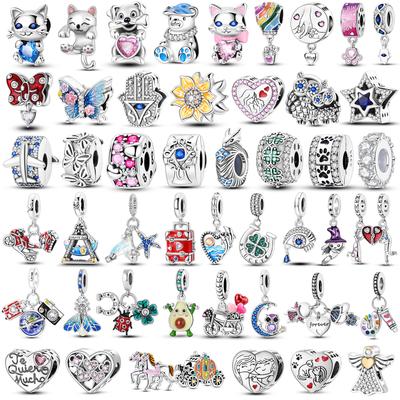 Copper Luminous Fireflyzircon Colorful Butterfly Sunflower Cat Dog Charms Beads Fit Diy Bracelets Jewelry Gift