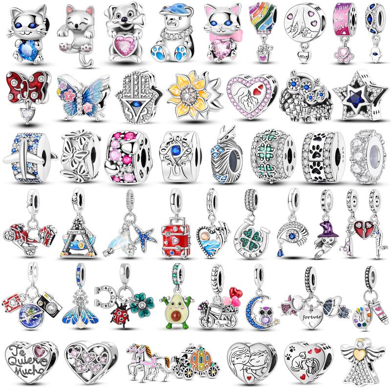 Copper Luminous Fireflyzircon Colorful Butterfly Sunflower Cat Dog Charms Beads Fit Diy Bracelets Jewelry Gift