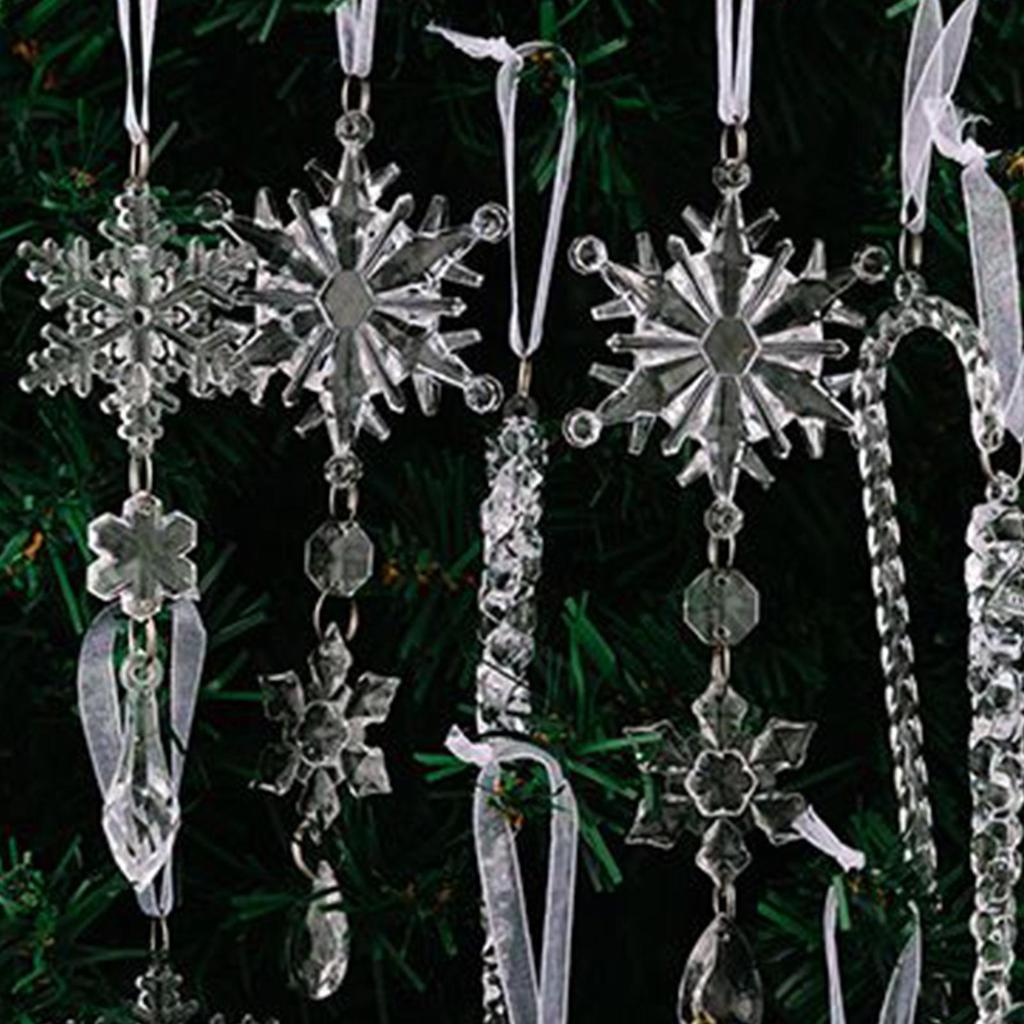 Snowflake Icicle Ornaments 20 Pieces Acrylic Festive Snowflake Pendants Christmas Icicle Drop Ornaments For Thanksgiving Wedding