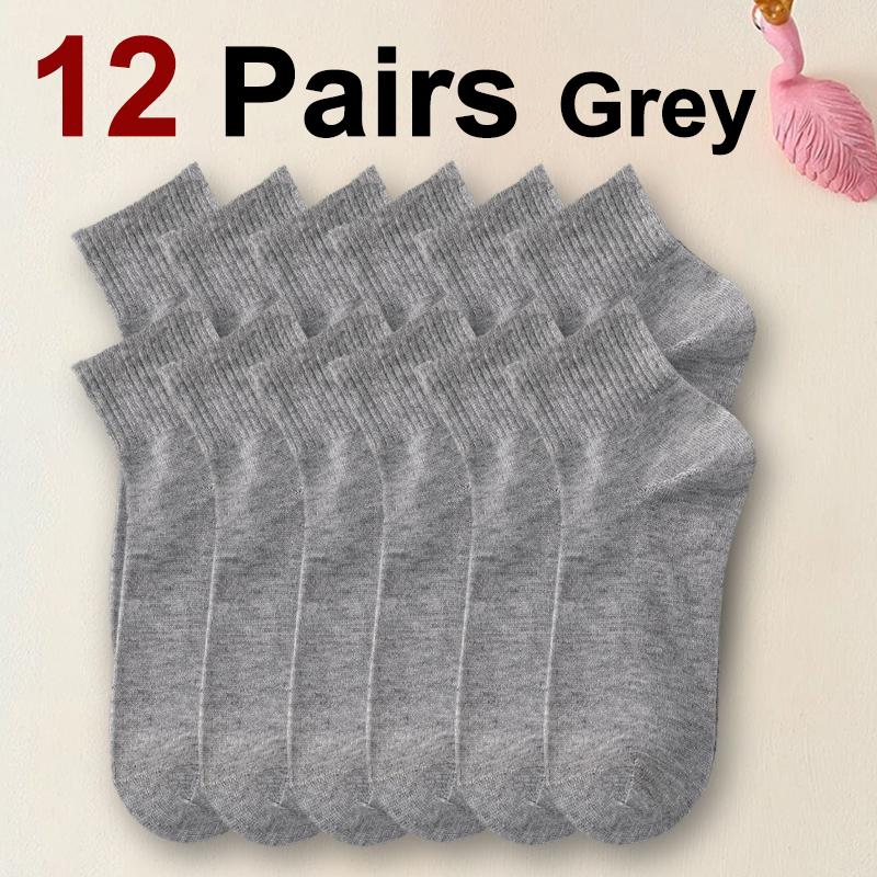 6/12/30 Pairs Men Mid Socks Business Sports Sweat Absorption Breathability Spring Summer Solid Color Soft No Pilling Casual Sock