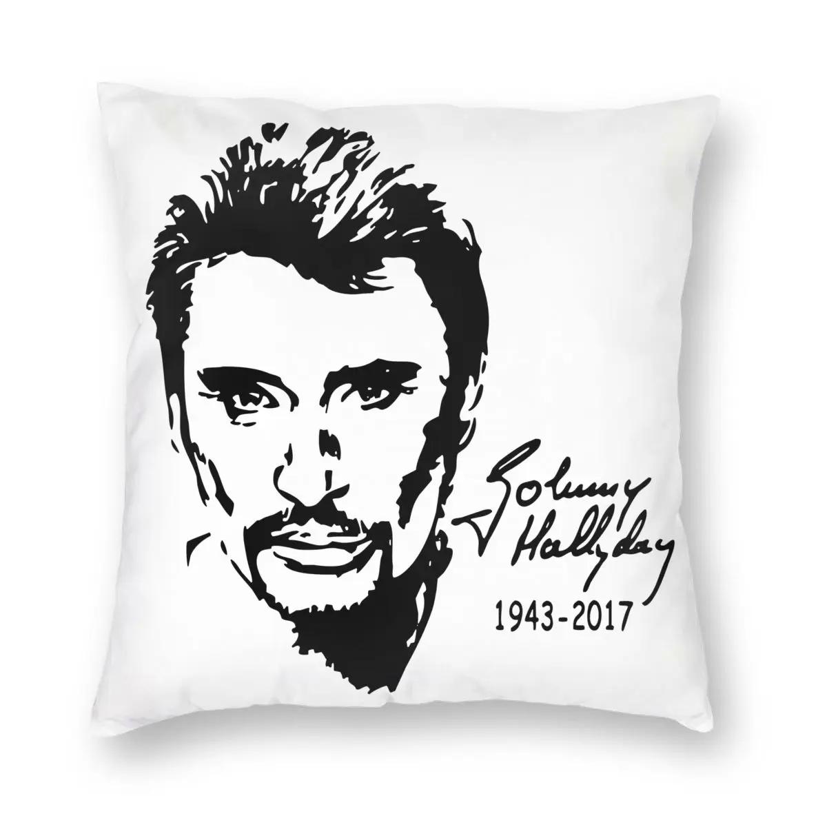 

Johnny Hallyday 9-7 Square Pillow Case Decorative Pillow Vintage Cushion Covers 60x60cm