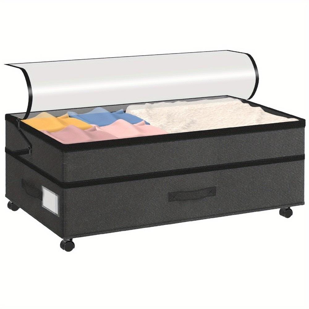 Stackable Rollable Storage Box Adjustable Closet Organizer Underbed Drawer with Wheels  Bedroom