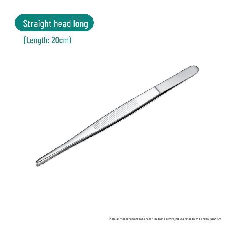 Silver Stainless Steel Non-Slip Tea Tweezers with Extended, Thickened Teeth