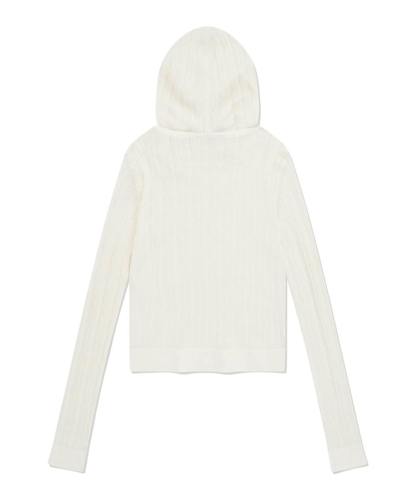COVERNAT WOMAN Sheer Hoodie Knit Ivory