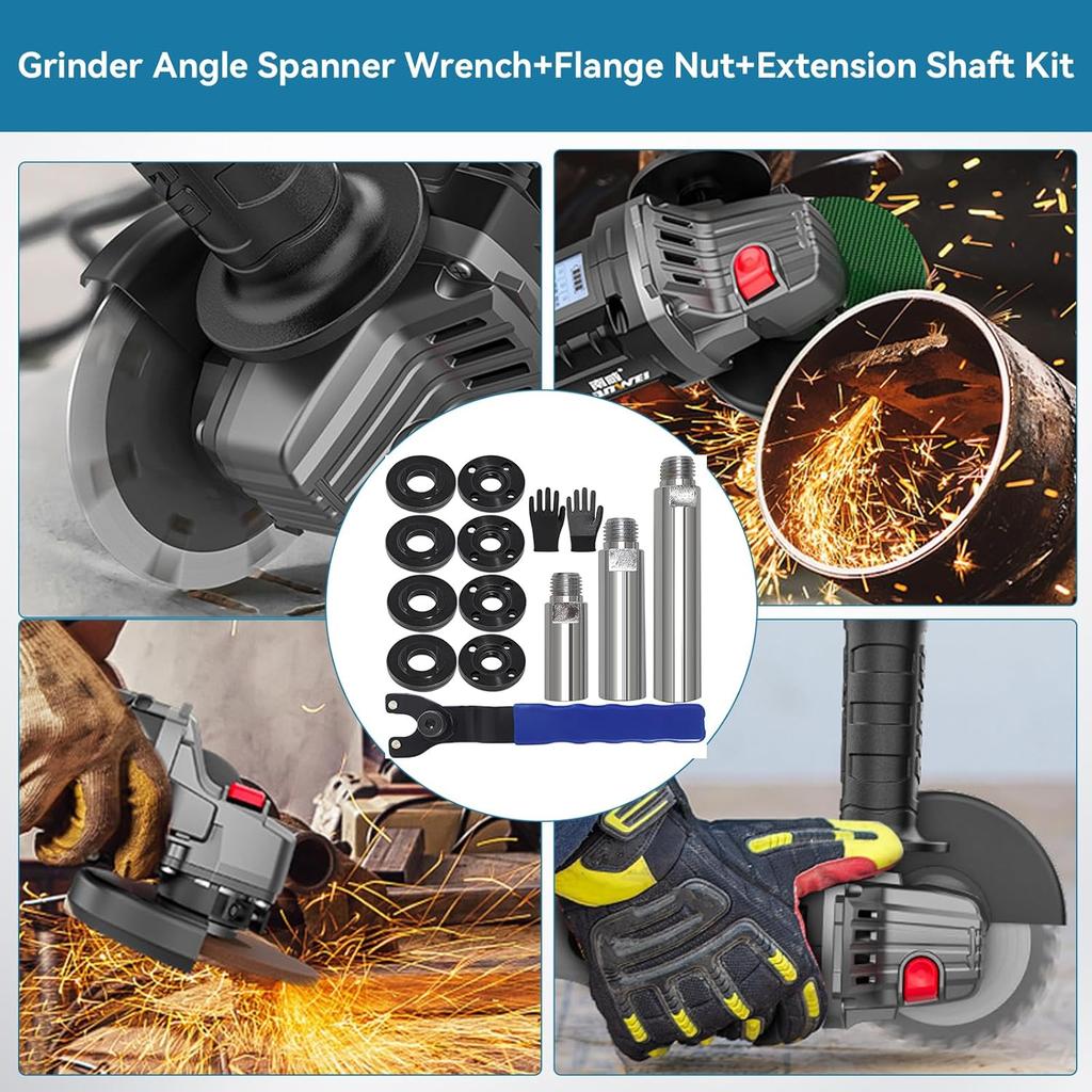Angle Grinder Extension Shaft Rod,14pcs Angle Grinder Attachments with 5/8"-11 Thread,Grinder Power Tools Include Grinder Extension Shaft,Grinder