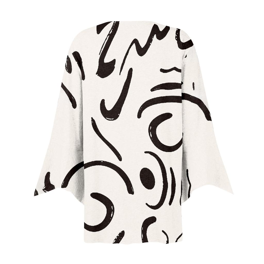 Women's Shirt Blouse Outerwear Print 3/4 Length Sleeve Casual Holiday Basic Button Tops