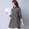 Cotton Plaid Long Sleeved Shirt for Women Spring and Autumn Medium To Long Standing Collar Plus Size Shirt