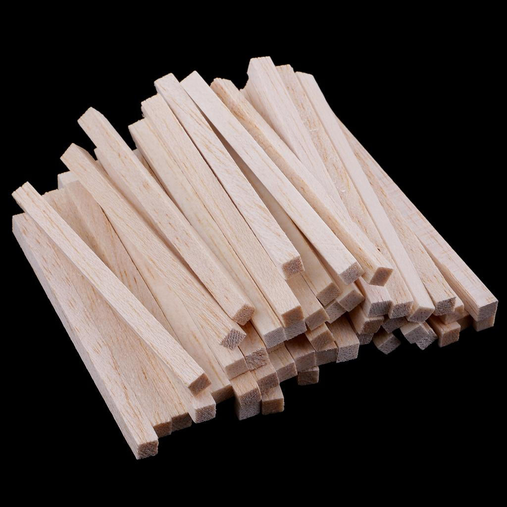 50 Pcs Unfinished Square Balsa Rod for Children